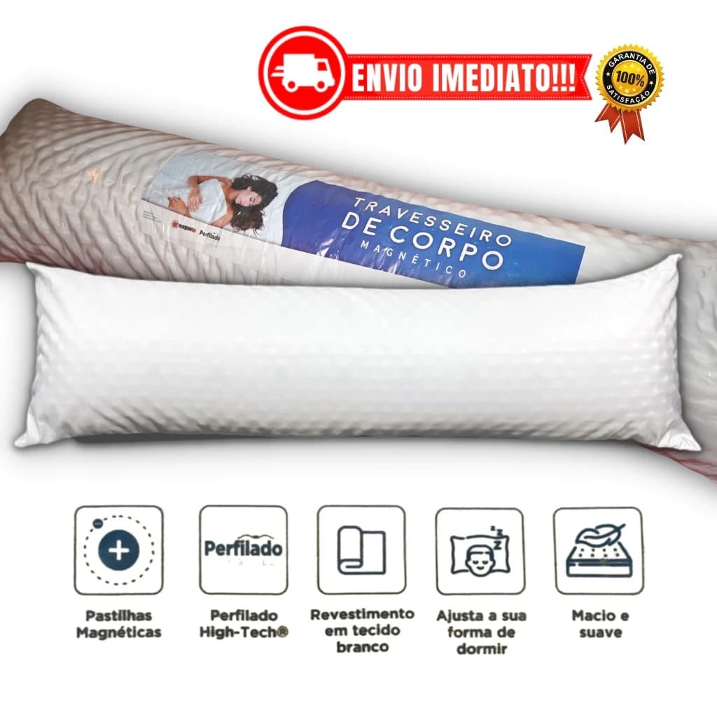 Travesseiro de Corpo Ortopédico Magnético Antialérgico Extra Xuxão Pillow Contour