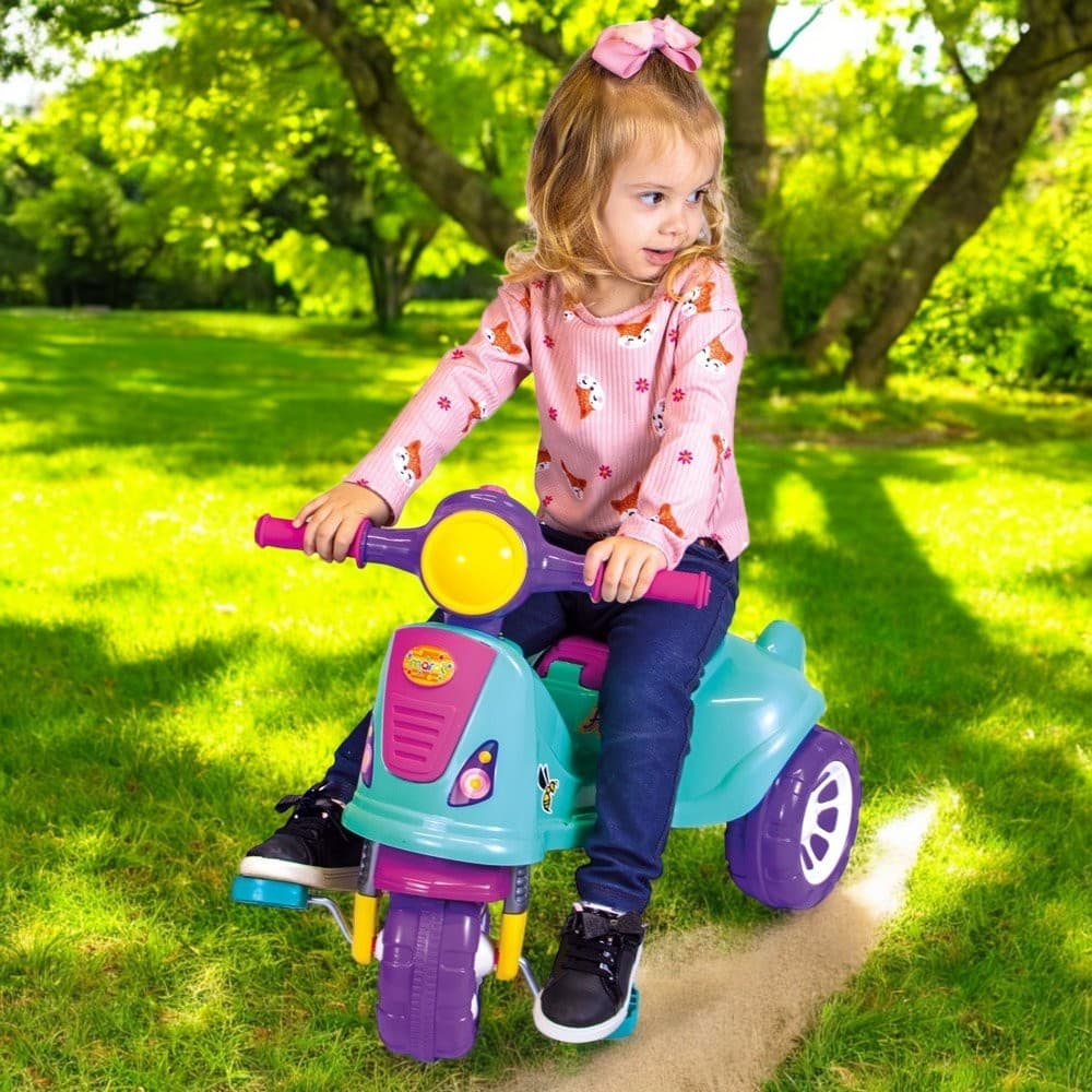 Triciclo Infantil Passeio e Pedal Andador Retro C/ Haste Removível Menina ou Menino