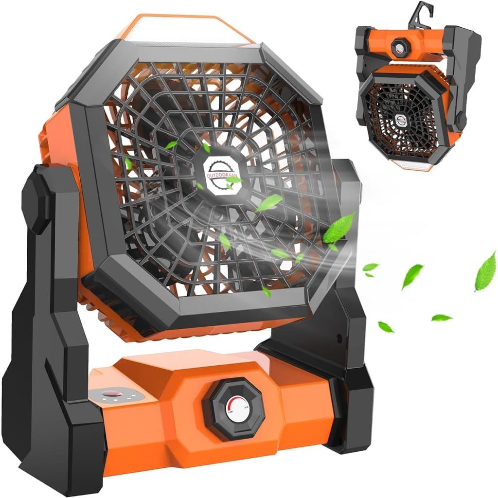 Ventilador De Acampamento Recarregável Portátil Com Led Luz Camping
