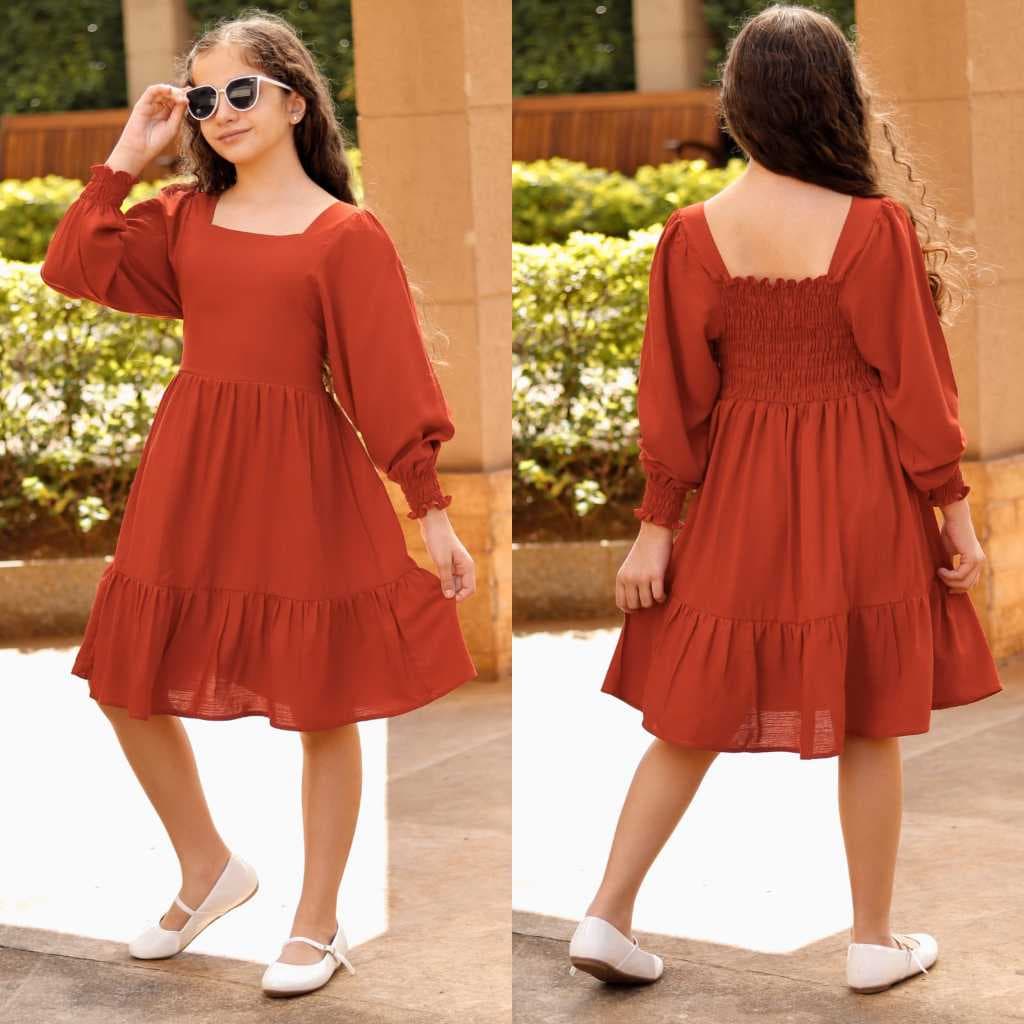 vestido curto infantil de manga longo