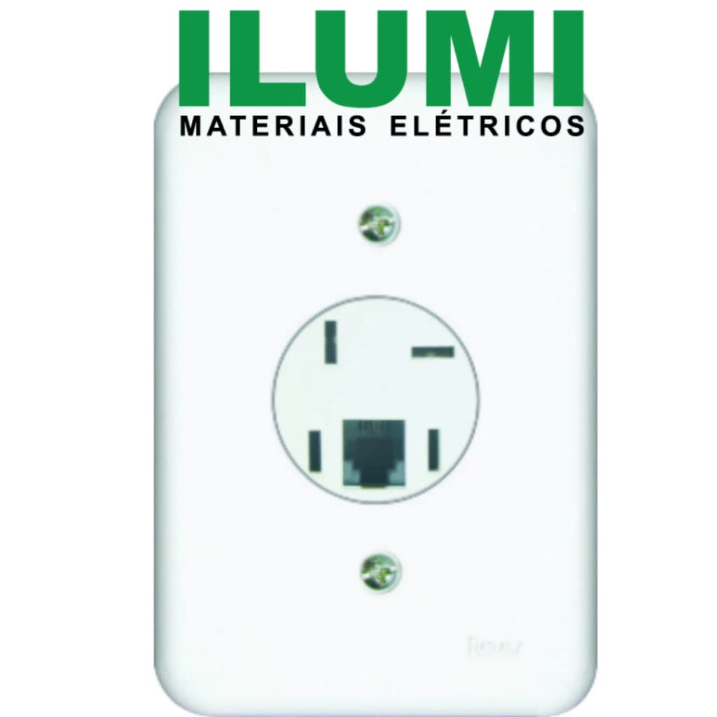 Tomada para Telefone Conector RJ11 2 Vias Branco Ilumi