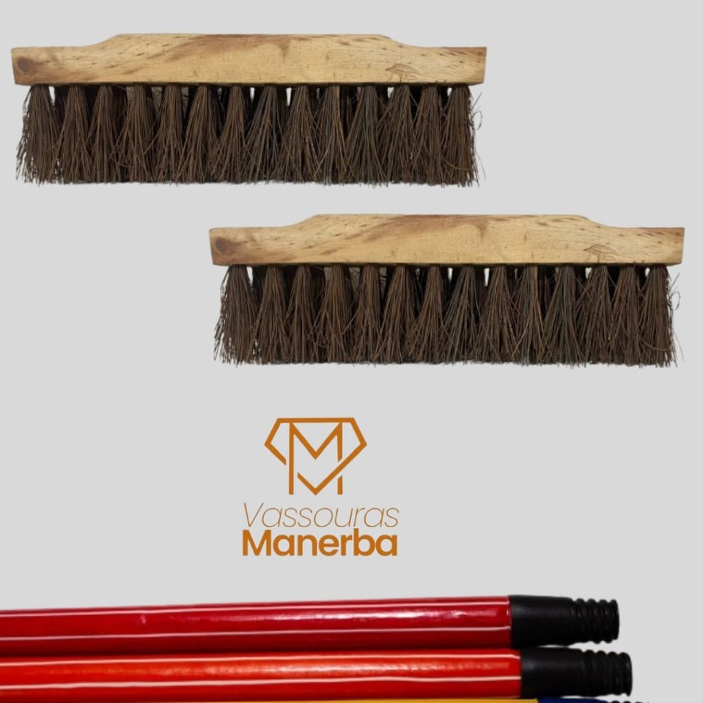 KIT 2 VASSOURÕES PIAÇAVA 40 CM COM CABO