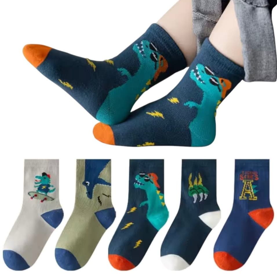 Kit Pares de Meias Infantil Masculino Bebê Menino Antiderrapante com Estampas Divertidas