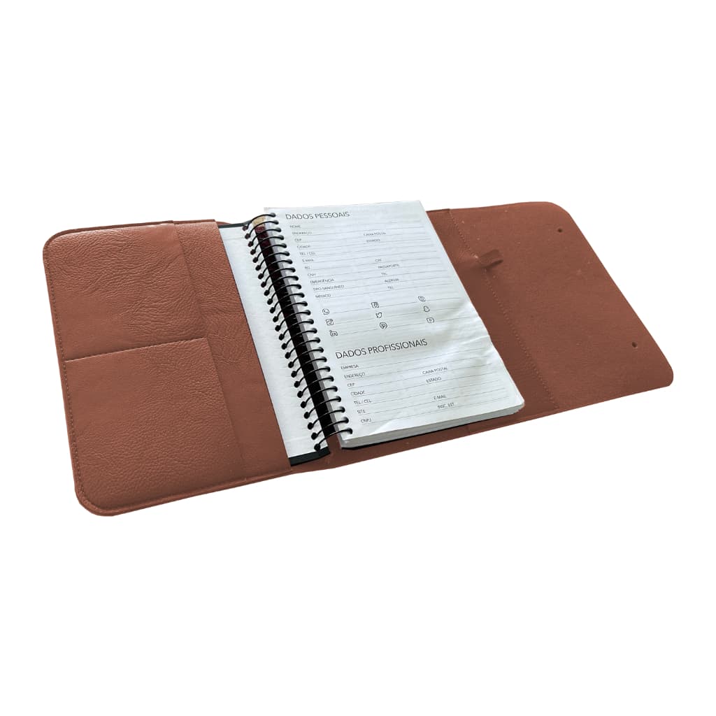 Capa para Caderno ou agenda em Couro Ecológico Caramelo