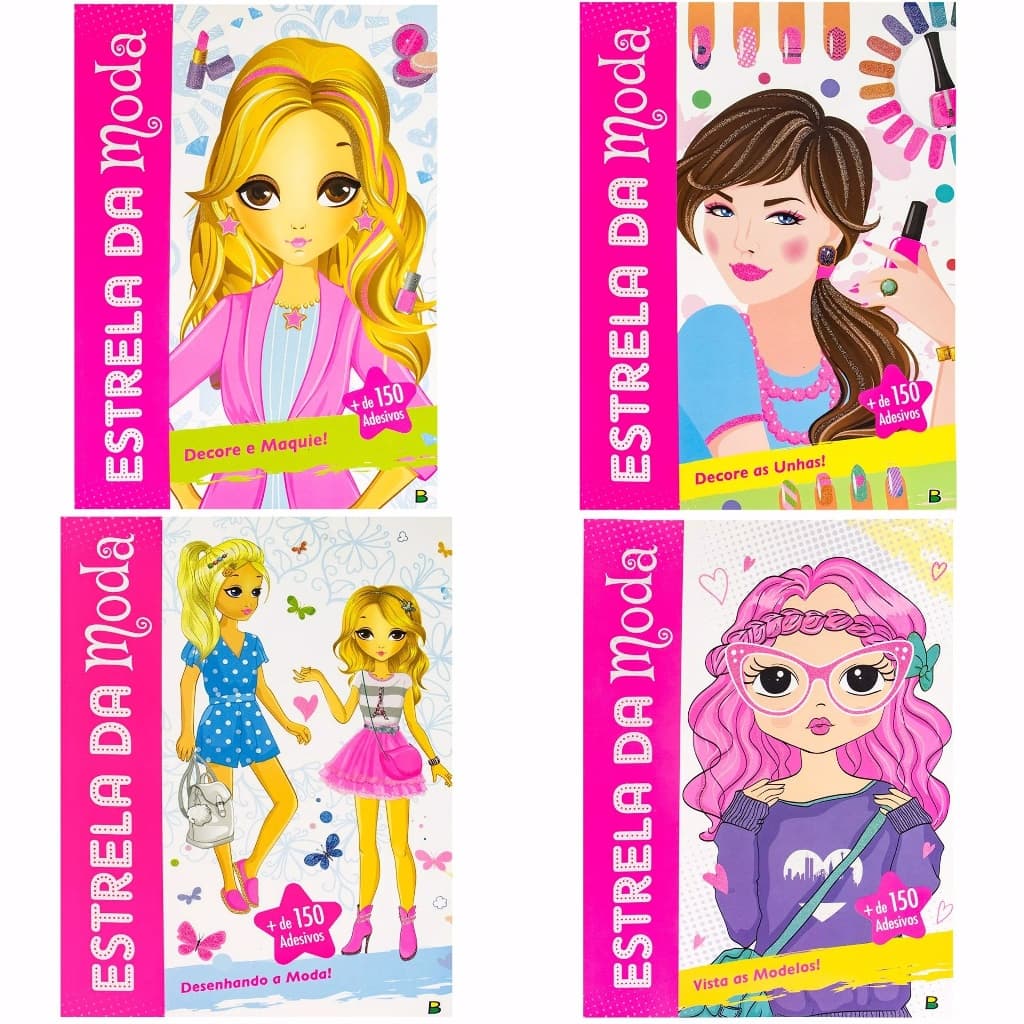 Livro Estrela da Moda Com Glitter e Adesivos Para Ficar Por Dentro Da Moda