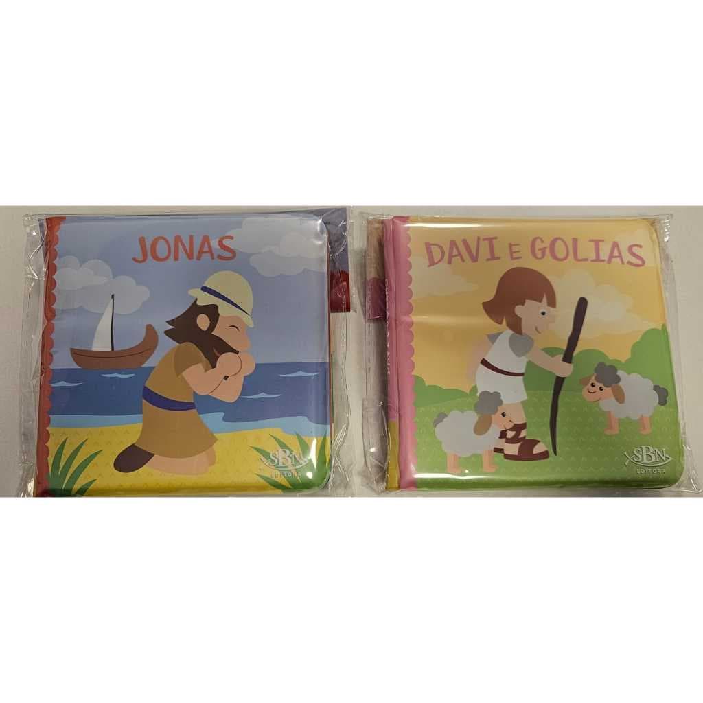 Kit Com 2 Livros de Banho Bíblico - Jonas + Davi e Golias