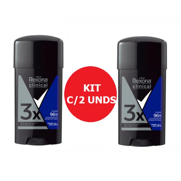 Kit C/02 Desodorante Antitranspirante em Creme Rexona Clinical Masculino 96h