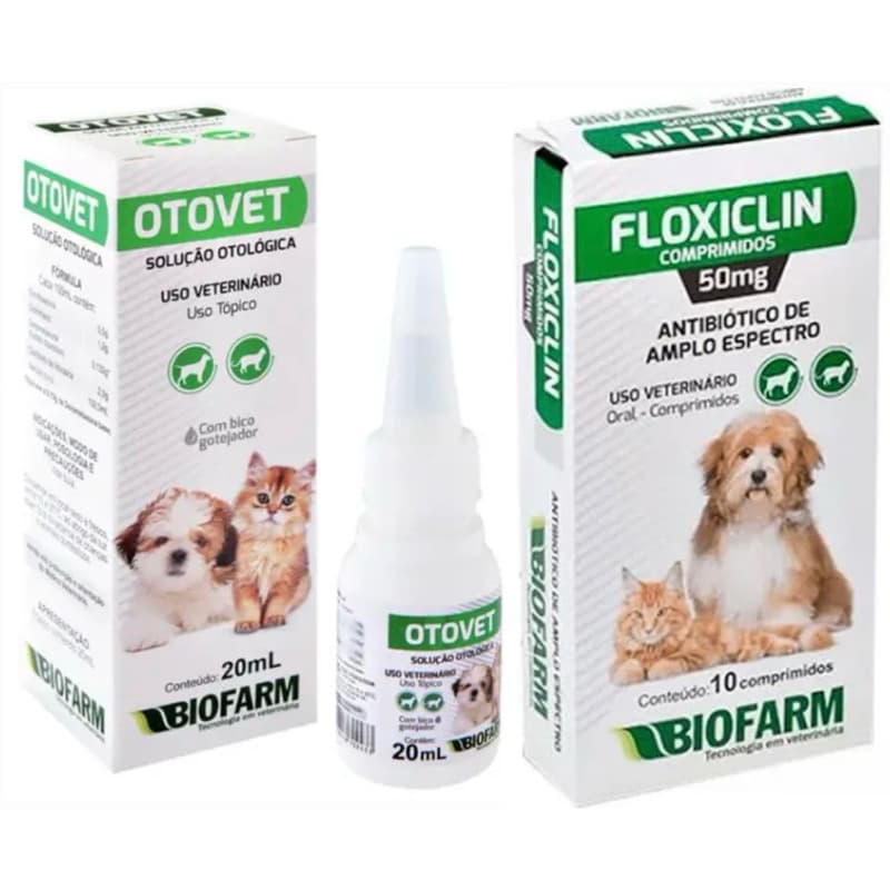 Kit Otovet Solução + Floxiclin 50mg Biofarm