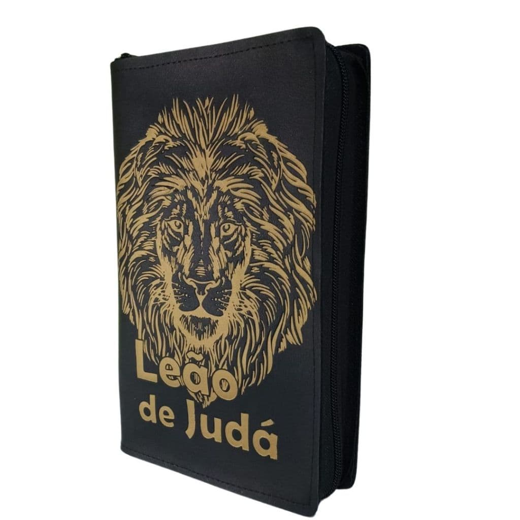 Capa para Bíblia de Estudo com Zíper Leão de Judá - Disponível Média e Grande