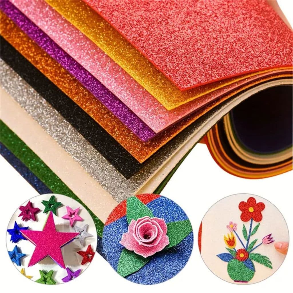 5 Folhas Pacote Placas De Eva 1mm 40x60 Com 5 Folhas Eva Glitter Para Artesanato Atividades Escolar