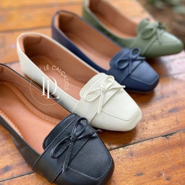 Sapatilha Mocassim Feminino Bico Quadrado Confortável Luxo