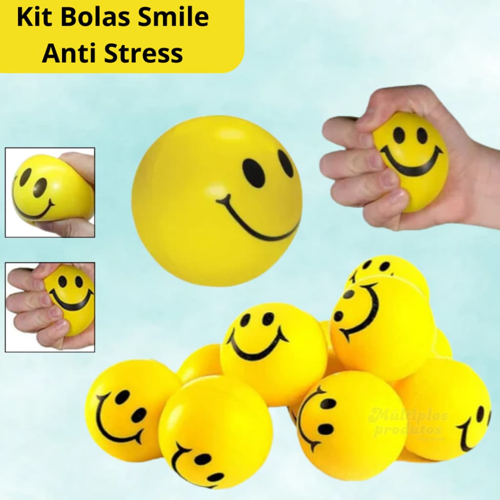 Bolas Exercitadora Anti Stress Smile Bolinha De Mão Fisioterapia Recuperação Muscular
