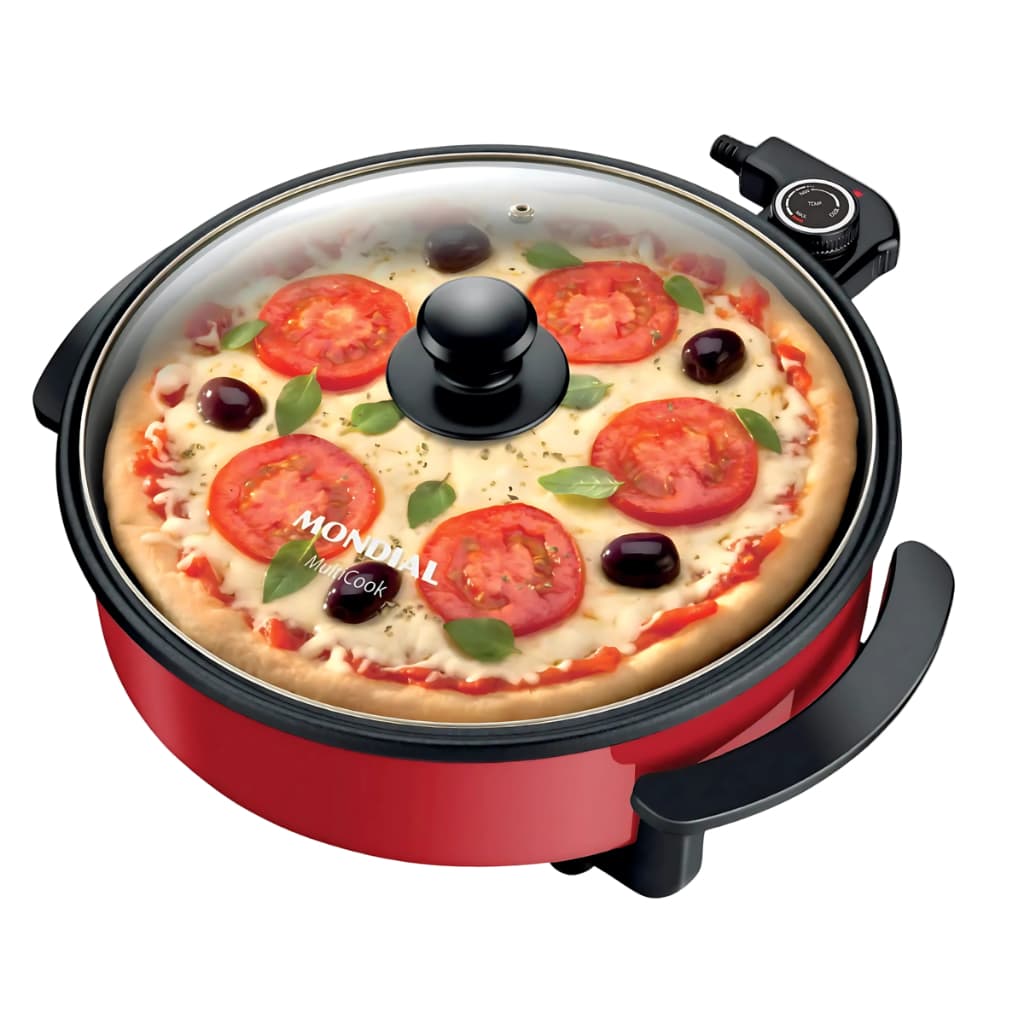 Panela Elétrica Mondial PE-28 110v MultiCook Red Premium Frigideira Sem Óleo Multifuncional 1200w 3L