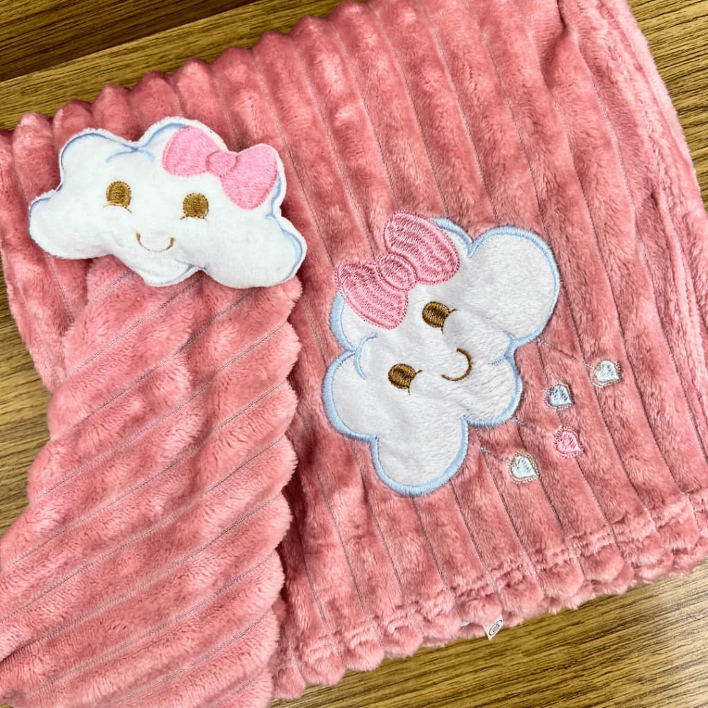 Kit 2 Peças Cobertor com Naninha Anti-Alérgico Feminino e Masculino Bordado