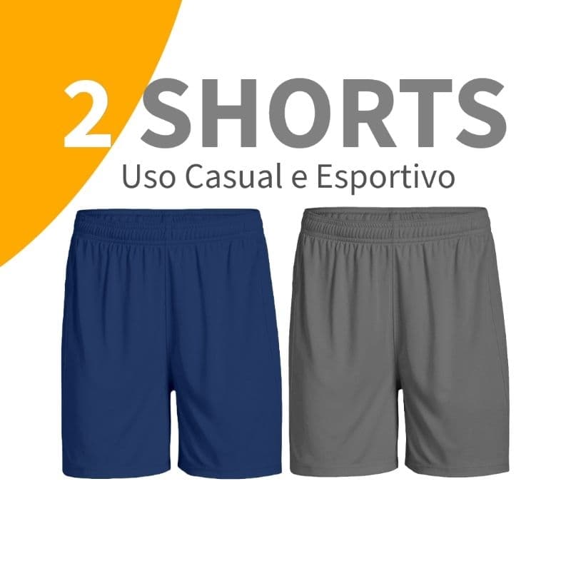 Kit com 2 bermudas masculinas de secagem rápida com cordão para dia dia treino futebol academia