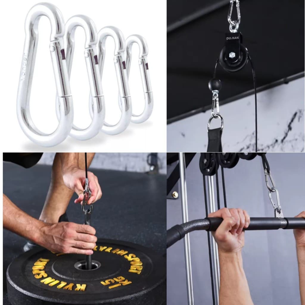 Kit 5 Mosquetão 7cm Profissional Academia Suporta 180kg -5 Unidades