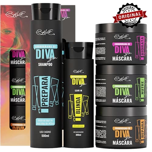 Kit Capilar Cronograma de Diva (5 itens) BELKIT - Cronograma Capilar - Hidrata, nutre e reconstrói