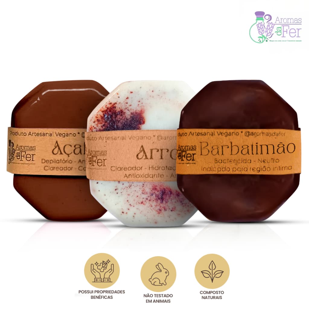 Kit Sabonete Artesanal Corporal e Facial Vegano