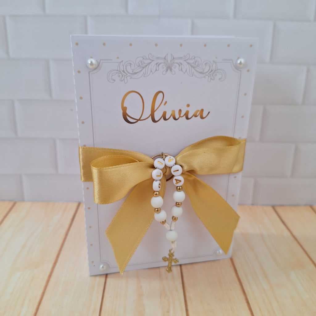 Convite Padrinhos de Batismo Terço Personalizado