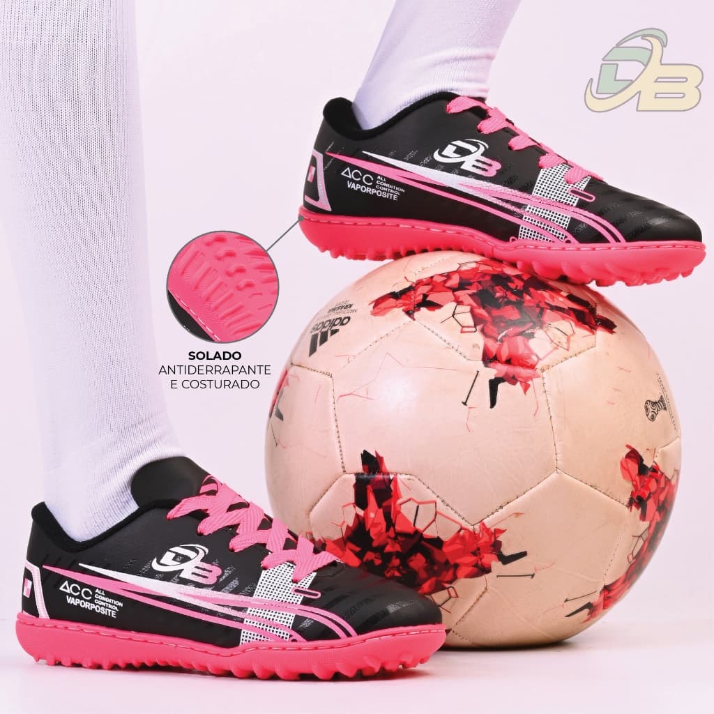 Chuteira Infantil Feminino Solado Colado E Costurado Salão E Society Confortável Futebol Meninas