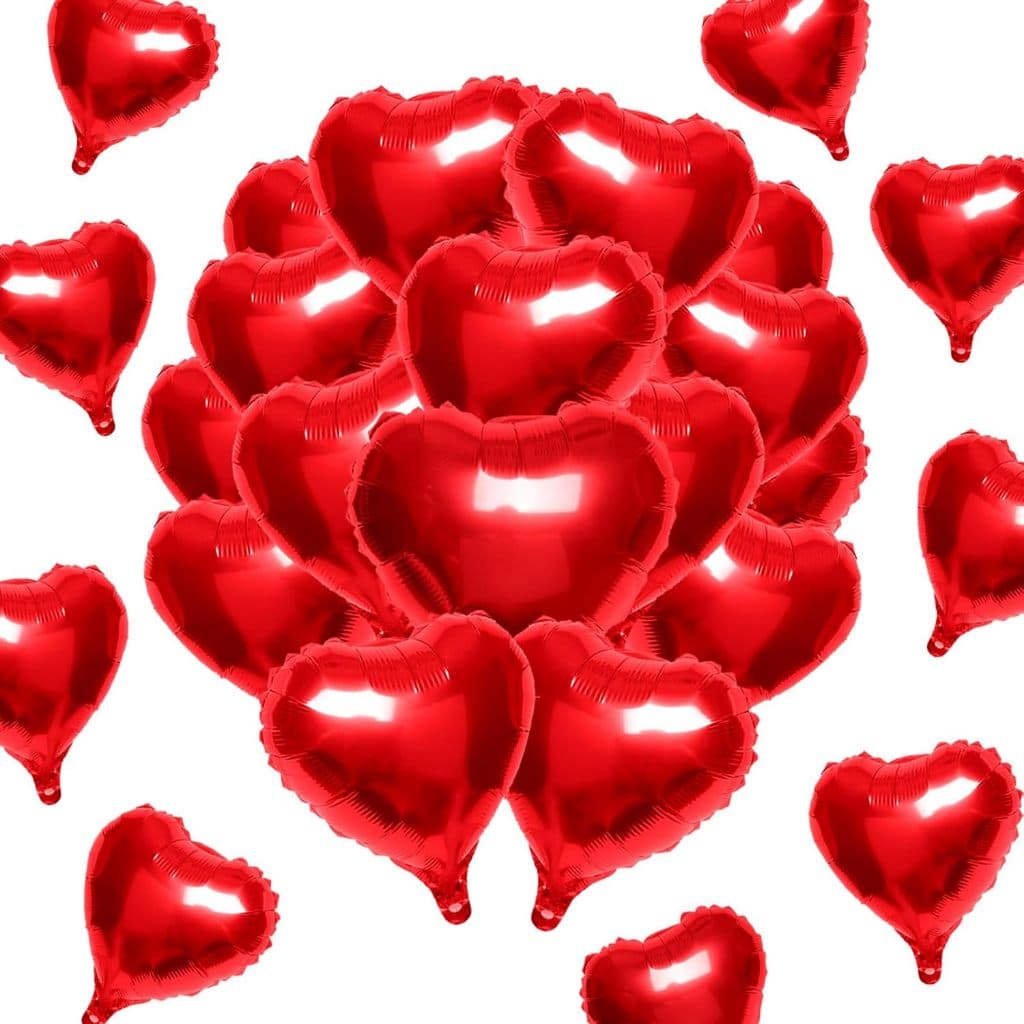 50 Balão Coração Metalizado 21cm Decoração Dia Mães Namorado C90127