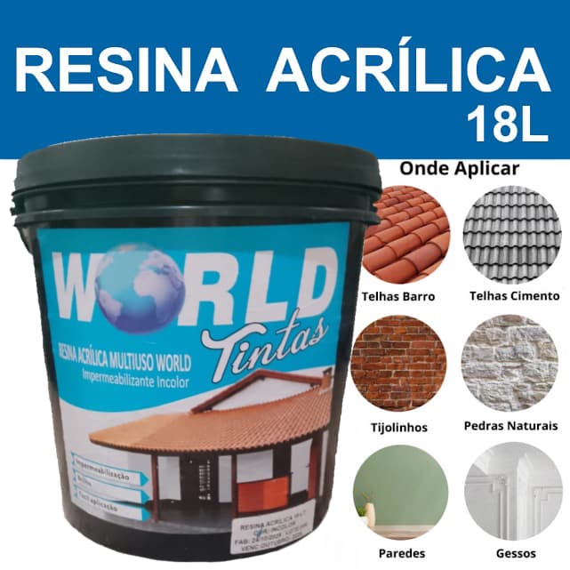 Resina Acrílica Incolor Base Água 18 Litros Telhados  Fachada Concreto Churrasqueiras Pedras