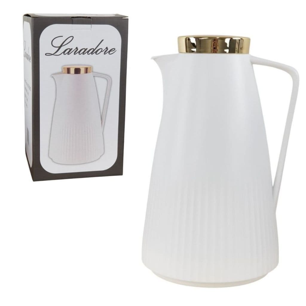 Garrafa Térmica de Café - Laradore Clean Branca e Dourada 1L
