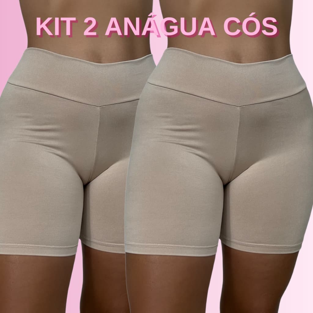 Kit 2 Short Anágua Cós Alto Reforçado Bermuda Segunda Pele Alta Qualidade Comprido