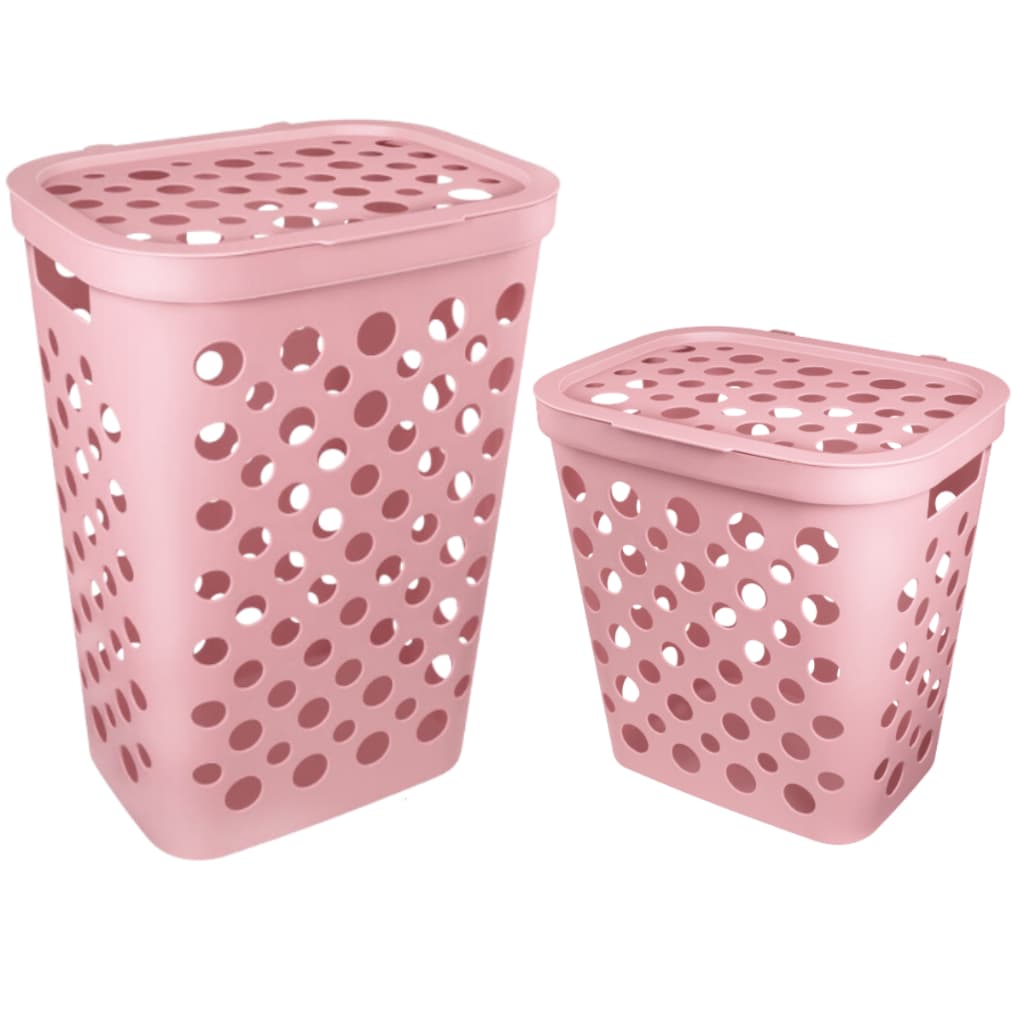 1 CESTO OU KIT C/ 2 CESTOS TELADO COM TAMPA/CESTO DE ROUPA SUJA USUAL PARA LAVANDERIA CASA BANHEIRO