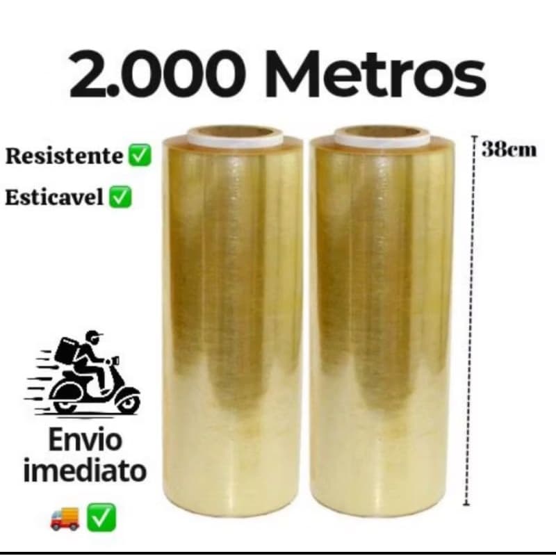 Kit 2 Rolos Bobina Plastico Filme Pvc Esticavel Resistente 38cm X 1000m