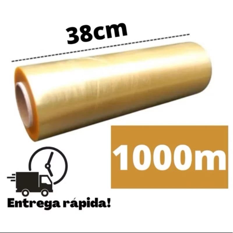 Rolo Bobina Plastico Filme Pvc Esticavel Resistente 38cm X 1000m