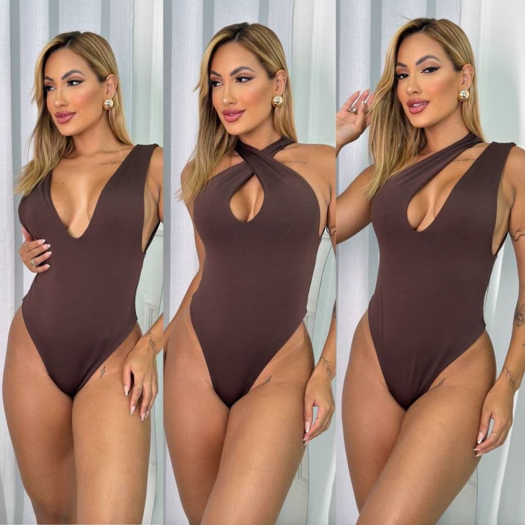 Body Feminino Suplex Regata 3 em 1 Cavado Forro Duplo Básico Moda Casual