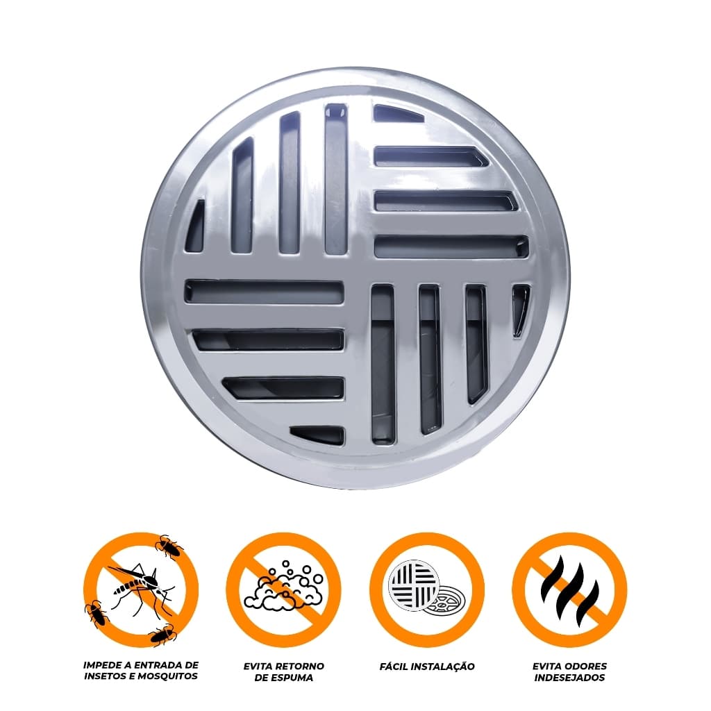 RALO GRELHA REDONDA 10 X 10 CROMADA ABS C/DISPOSITIVO ANTI-INSETO