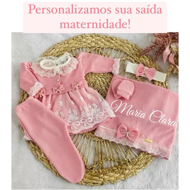 Kit Saída de Maternidade Feminina: Vestido de Tricô para Recém-Nascido (0-2 Meses)