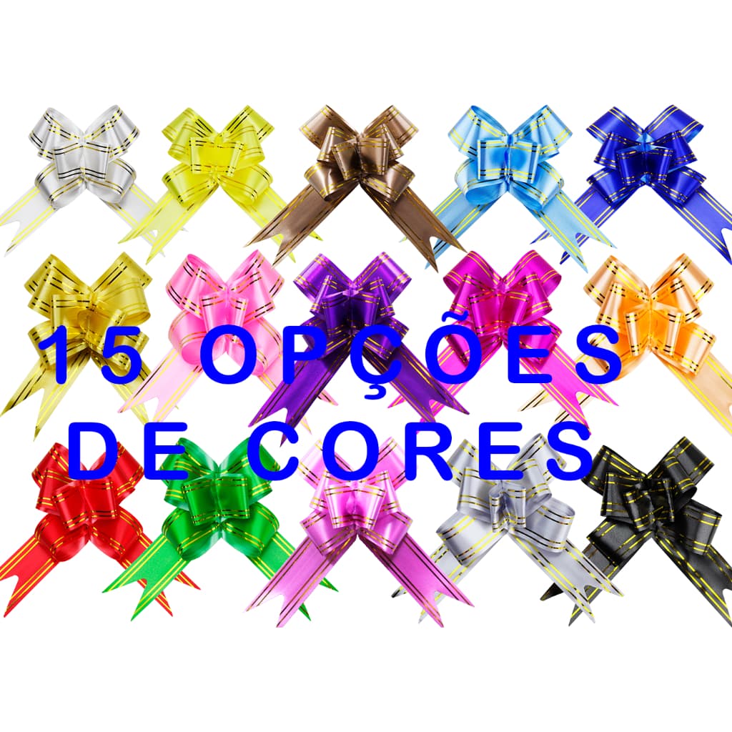 Laço fácil filete dourado MÉDIO (pct. 100 un.) 18x350mm - escolher cor ou enviamos sortido