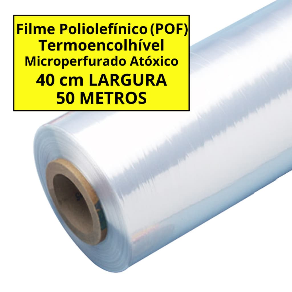 Bobina Filme Poliolefinico (POF) Termoencolhível 40 cm - 50 metros FOLHA DUPLA