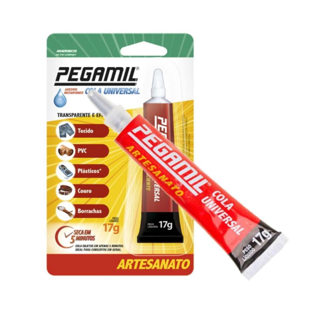 Cola Universal Pegamil Artesanato 17g - Secagem Rápida Adesivo Multiuso