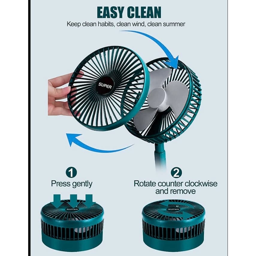 Mini Ventilador De Mesa Portátil Retrátil Dobrável USB Recarregável Sem Fio