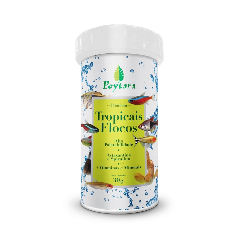 Alimento Poytara para Peixes Tropicais Flocos