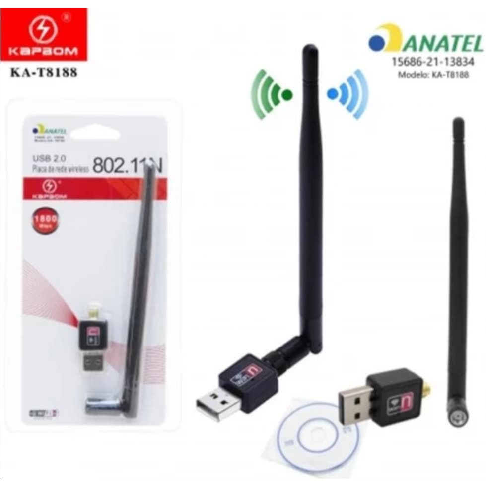Antena Wi-Fi 1800 Mbps com Adaptador – Receptor Wireless para PC, Sinal Potente e Conexão Estável