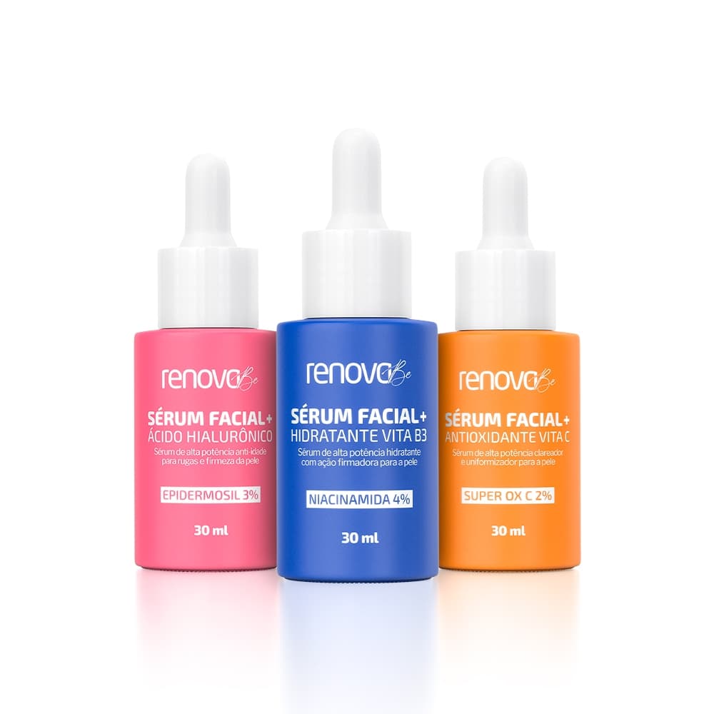 3 Séruns - Ácido Hialurônico, Vita C e Vita B3 - Renova Be
