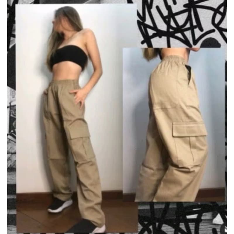 Calca Cargo unissex Sarja boca Larga Com Bolsos,solto,aconchegante,