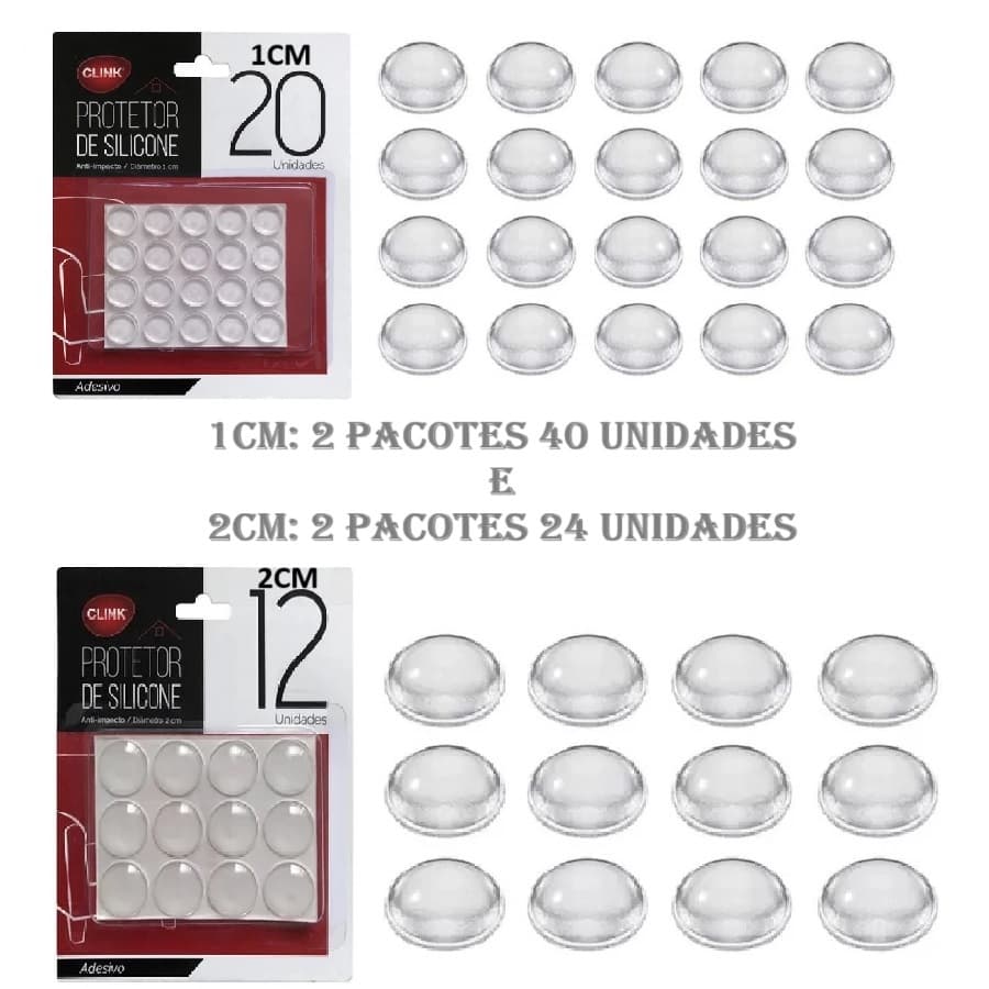 Conjunto 4 Pacotes Protetor Protetores 20 E 12Uns Adesivo Redondo Transparente Silicone Anti-Impacto