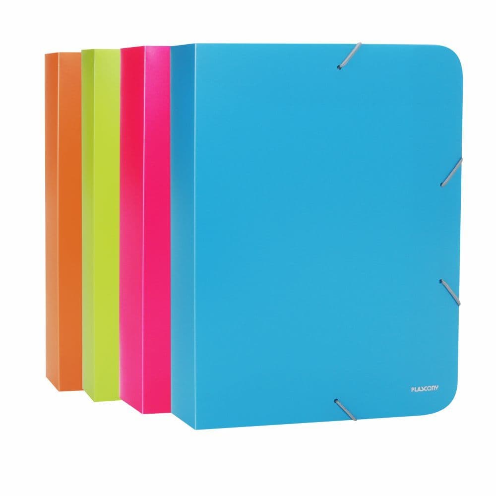 Kit C/ 4 Pastas Aba Elástico, A4, Dorso 4cm, Neon, A40N, Plascony