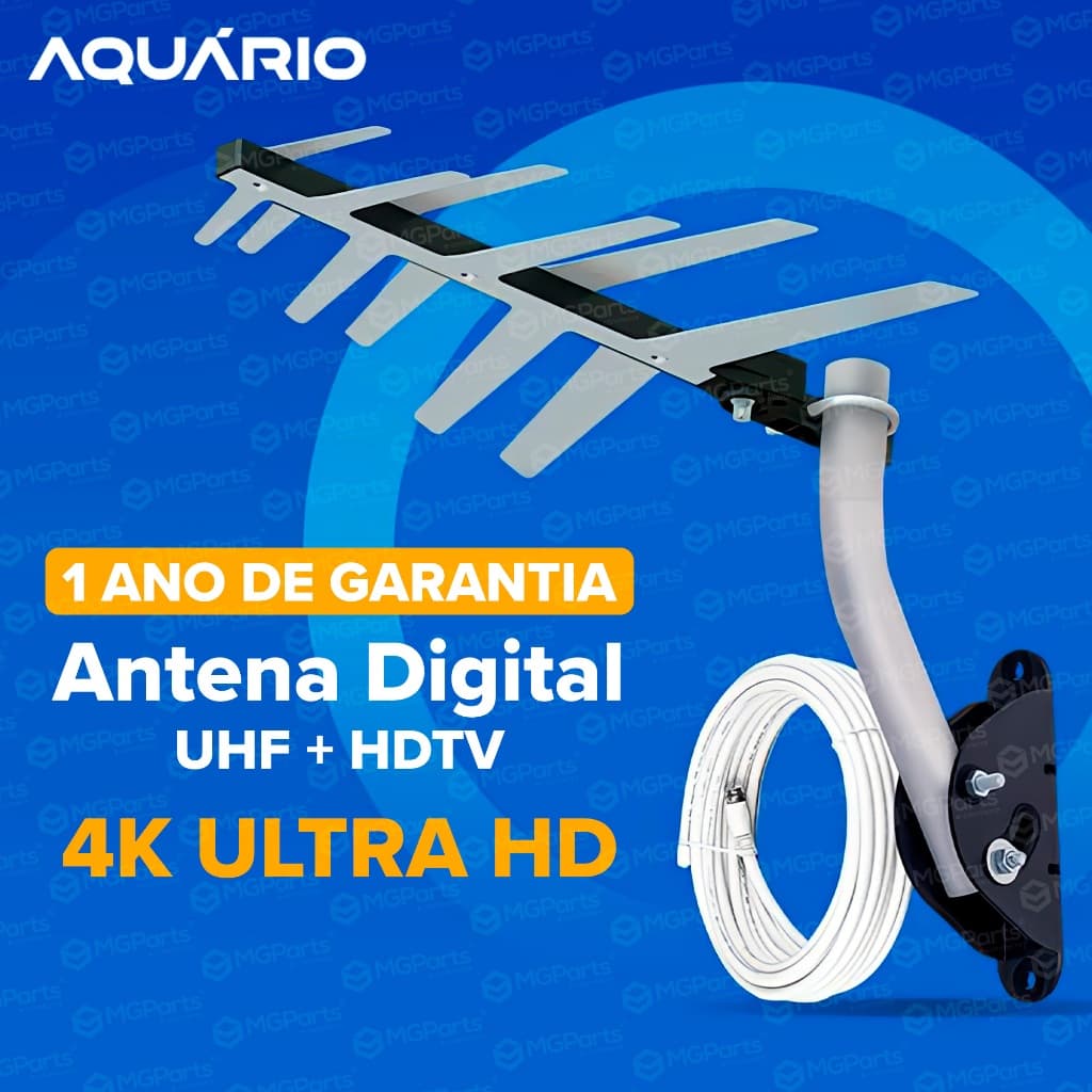 Antena 4k Externa Digital Completa Profissional com Mastro e Cabo de 10 Metros Aquário DTV-1500