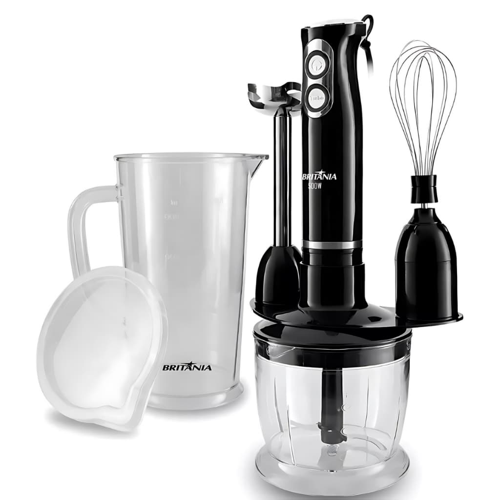 Mixer 3 Em 1 Turbo 500w Inox Processador Britania C/ Jarra ProMaxx 6 Lâminas Inox
