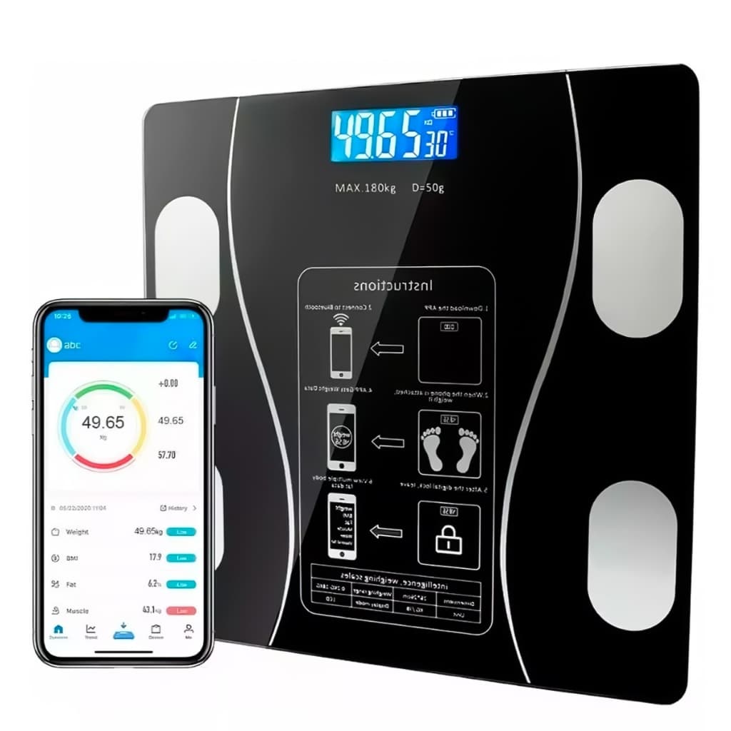 Balança Bioimpedância Corporal APP Bluetooth Suporta até 140 kg-envio imediato