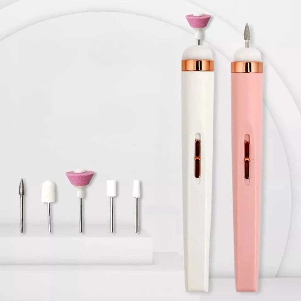 Lixadeira Lixa De Unha Alicate Remover 5 em 1 Manicure Cutícula Nails Sem Fio Portátil Ponta Intercambiável Recarregável