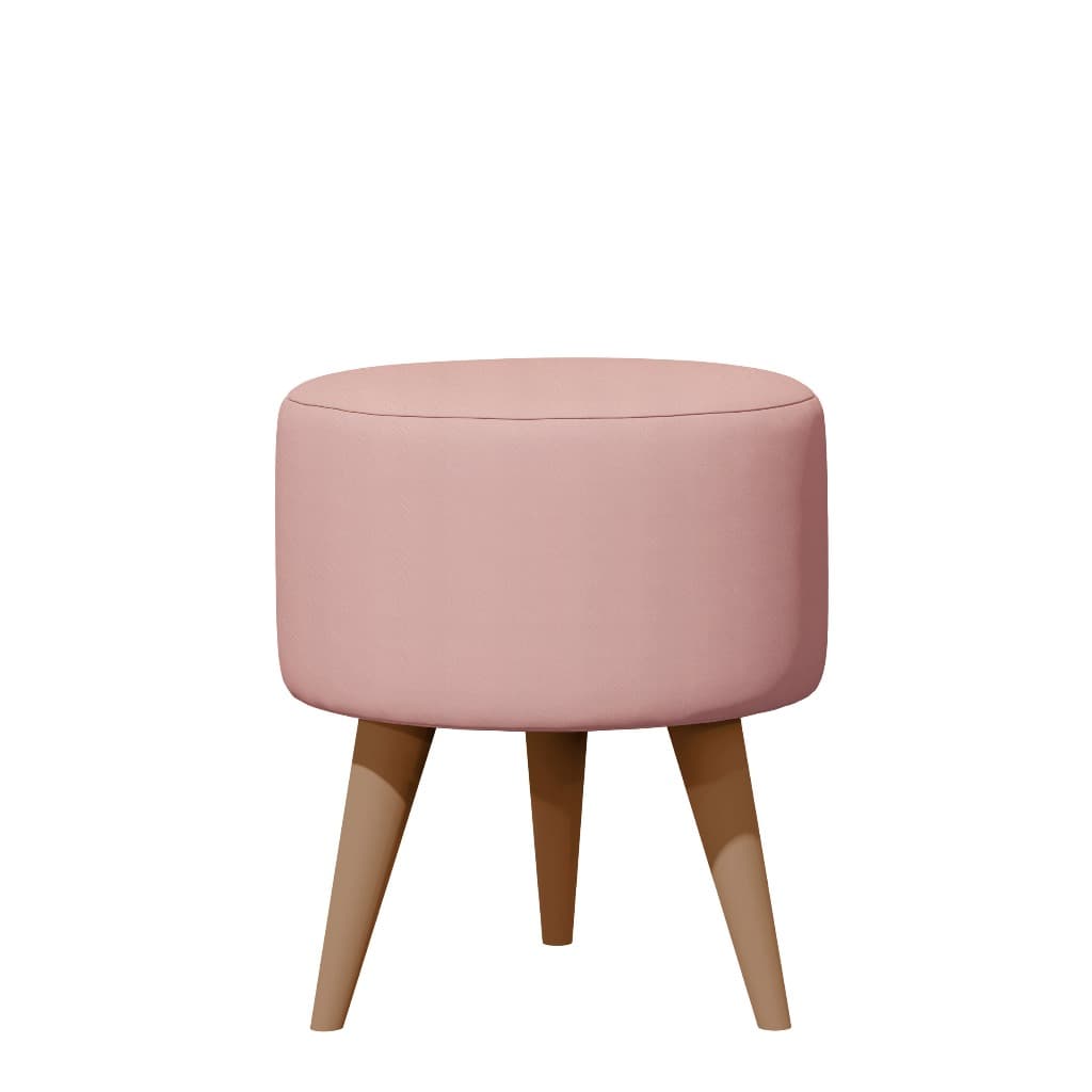 Puff Redondo Estofado 30x30 Banqueta Para Apoio Dos Pés Decorativa - Suede Rose