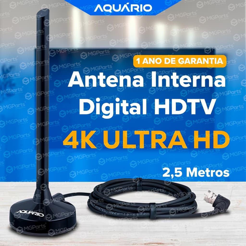 Antena Para Tv Digital 4k Interna Metal 5 em 1 Garantia 12M Aquário